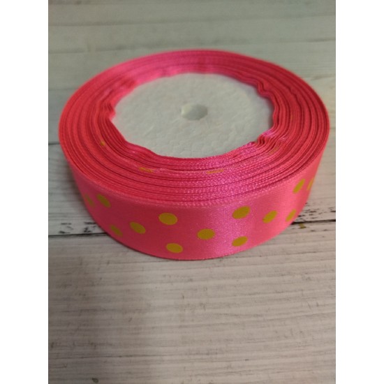 Лента атласная в горох 2,5 см, цена за 1 м